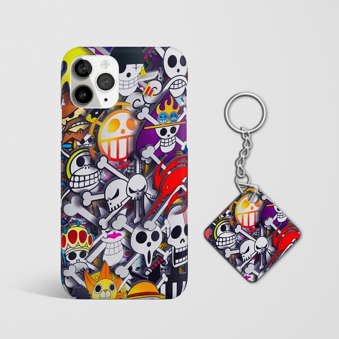 Close-up of One Piece Sticker Art Phone Cover, highlighting vibrant sticker art with Keychain.