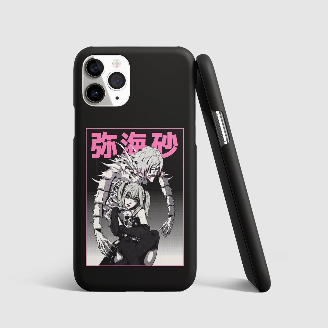Striking artwork of Rem from "Death Note" on phone cover.