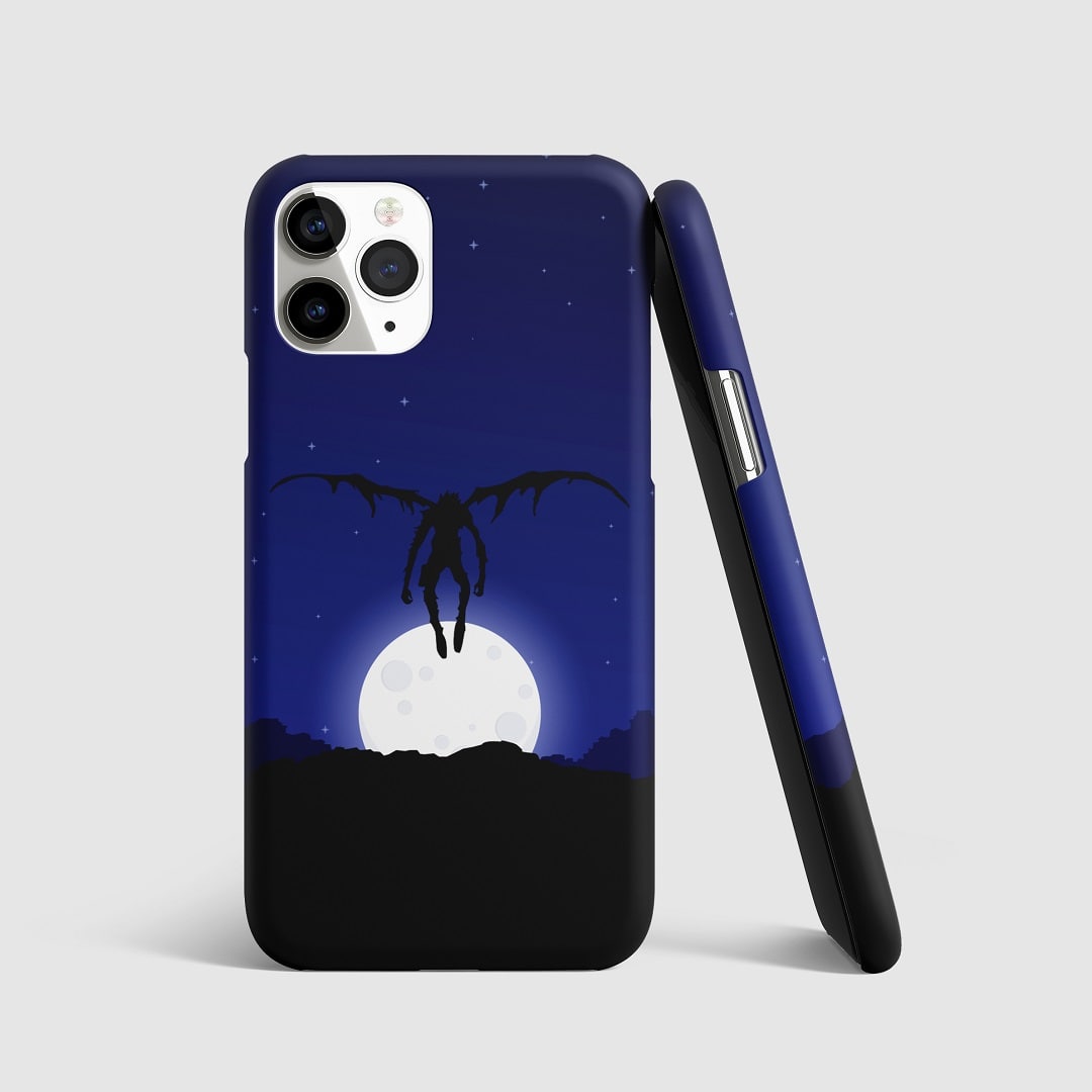 Striking artwork of Ryuk from "Death Note" on phone cover.