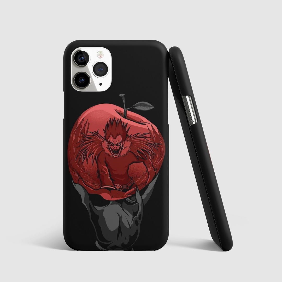 Striking artwork of Ryuk holding an apple from "Death Note" on phone cover.