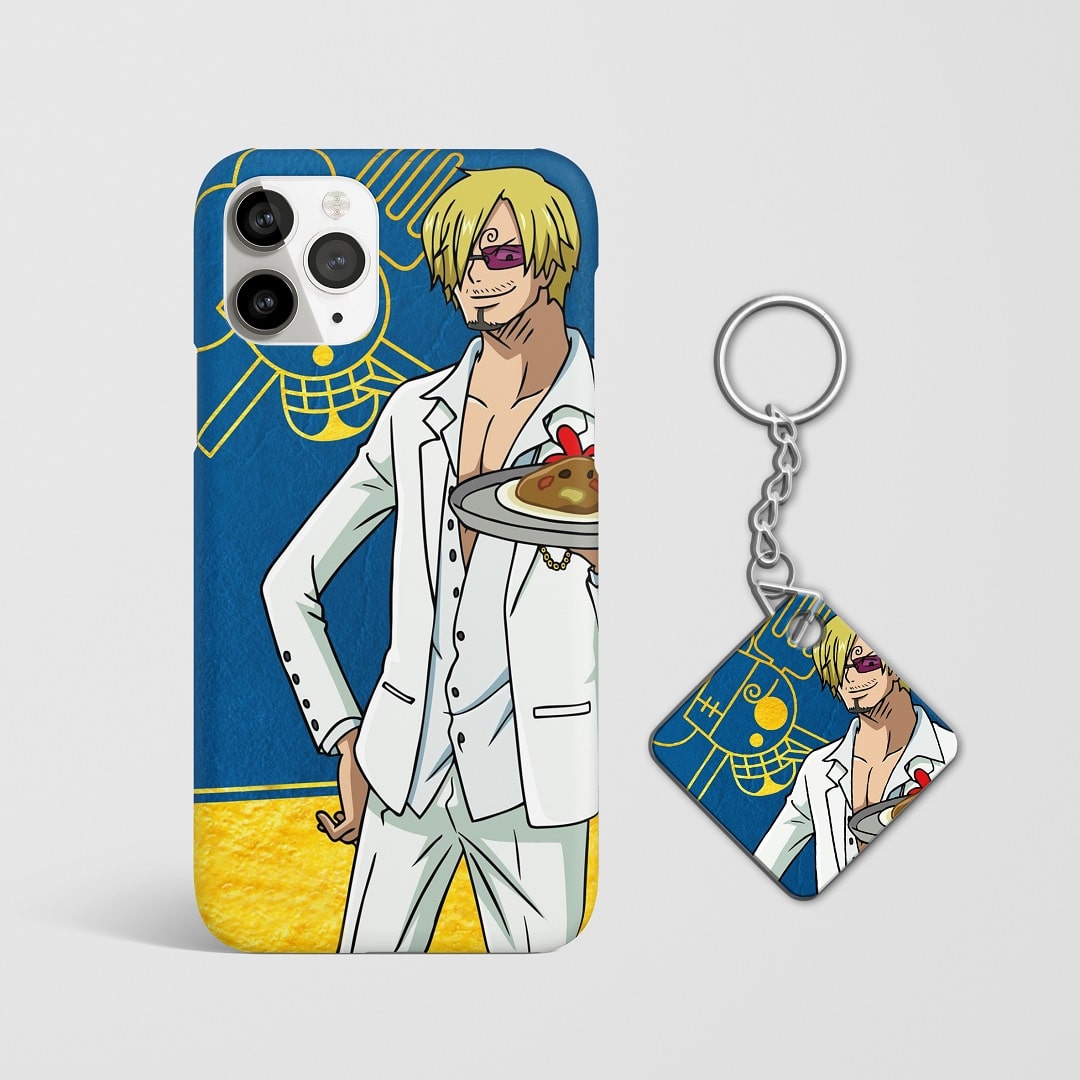 Close-up of Sanji Figure Phone Cover showing intricate details with Keychain.