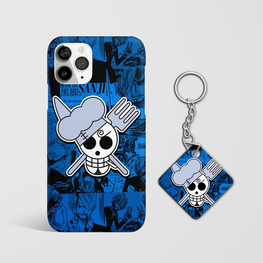 Close-up view of Sanji Symbol Design Phone Cover highlighting the symbol with Keychain.