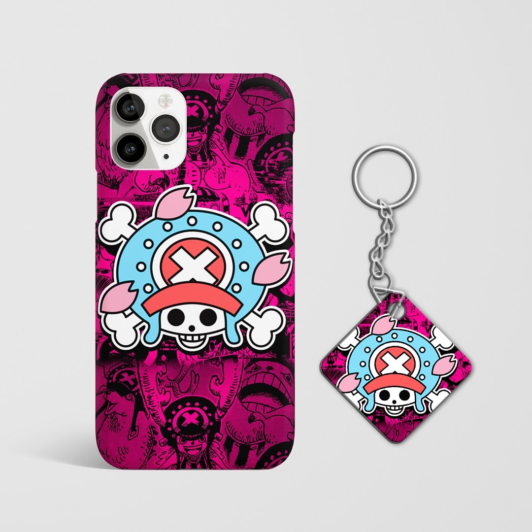 Close-up of the Tony Chopper Symbol Design Phone Cover with detailed symbol artwork with Keychain.