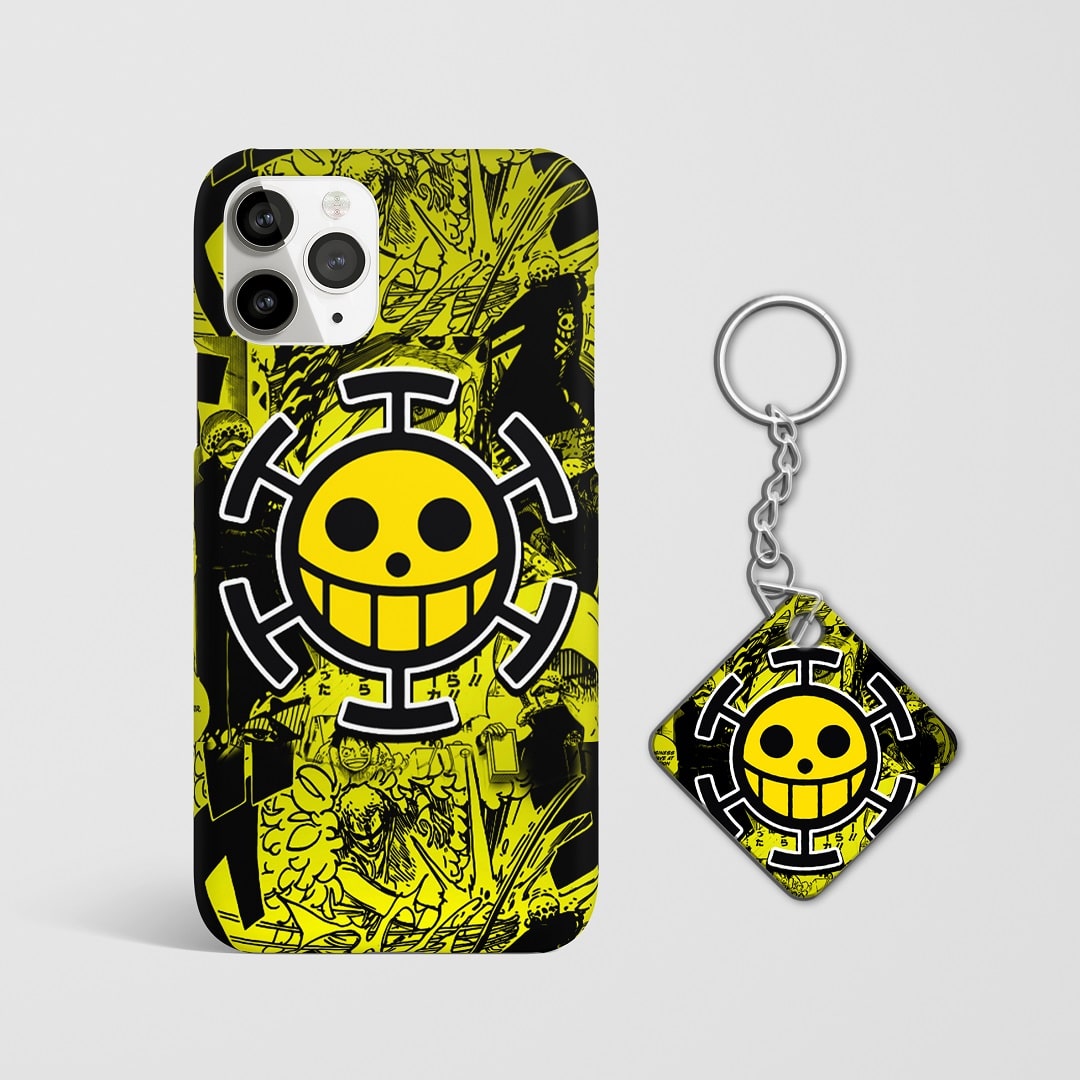 Close-up of the Trafalgar D Water Law Symbol Phone Cover highlighting the symbol detail with Keychain.
