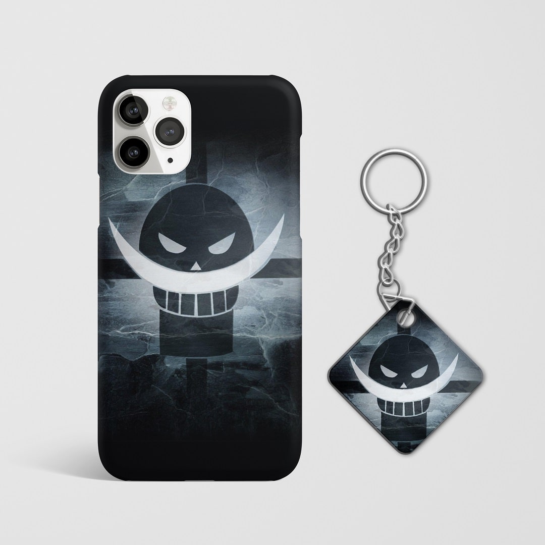 Close-up of the Whitebeard artwork on a high-quality phone case with Keychain.