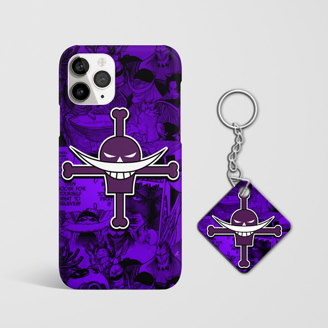 Close-up of the Whitebeard symbol on a sleek phone case with Keychain.
